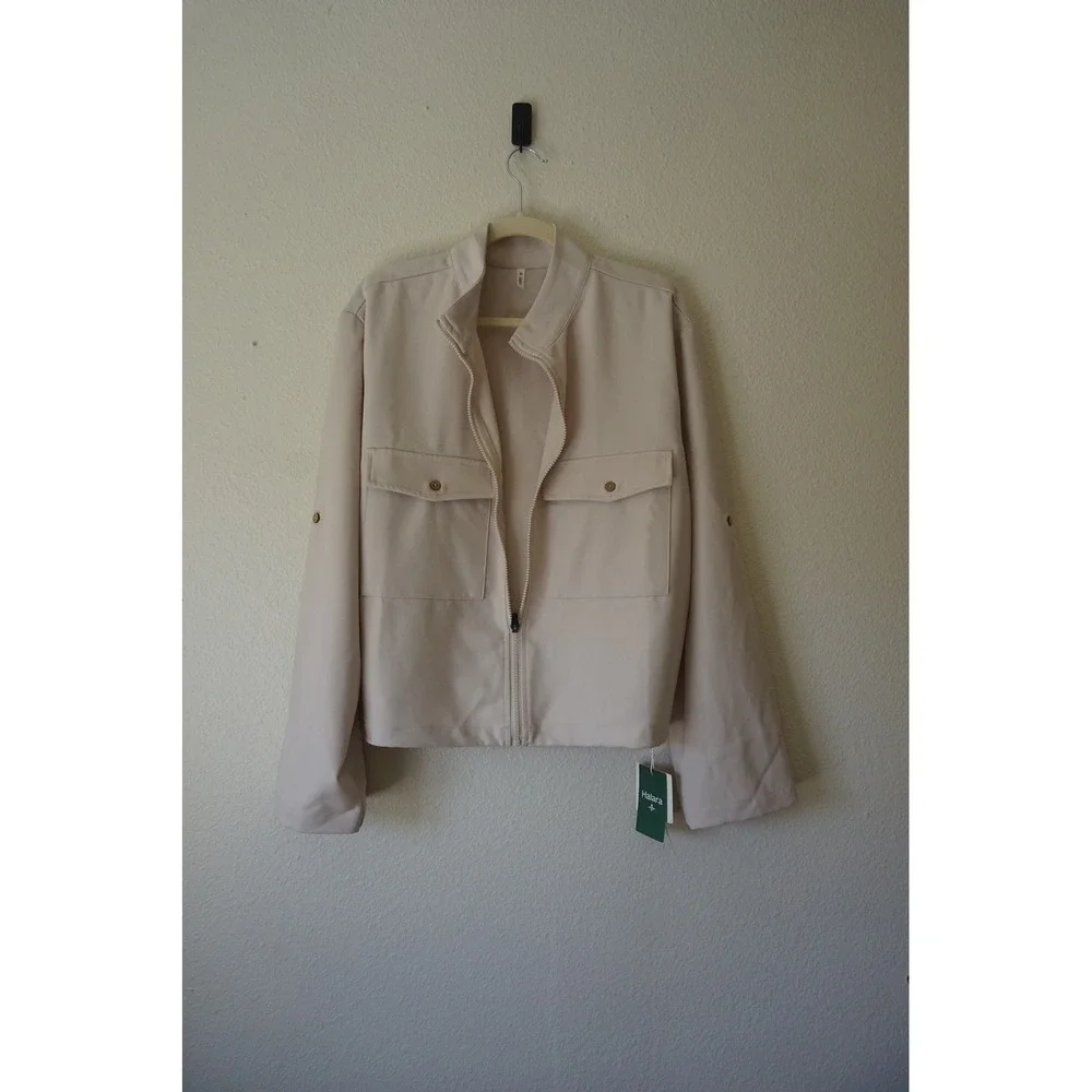 Halara Utility Jacket Minimalist Safari Gorpcore Beige Small NWT - Picture 2 of 7